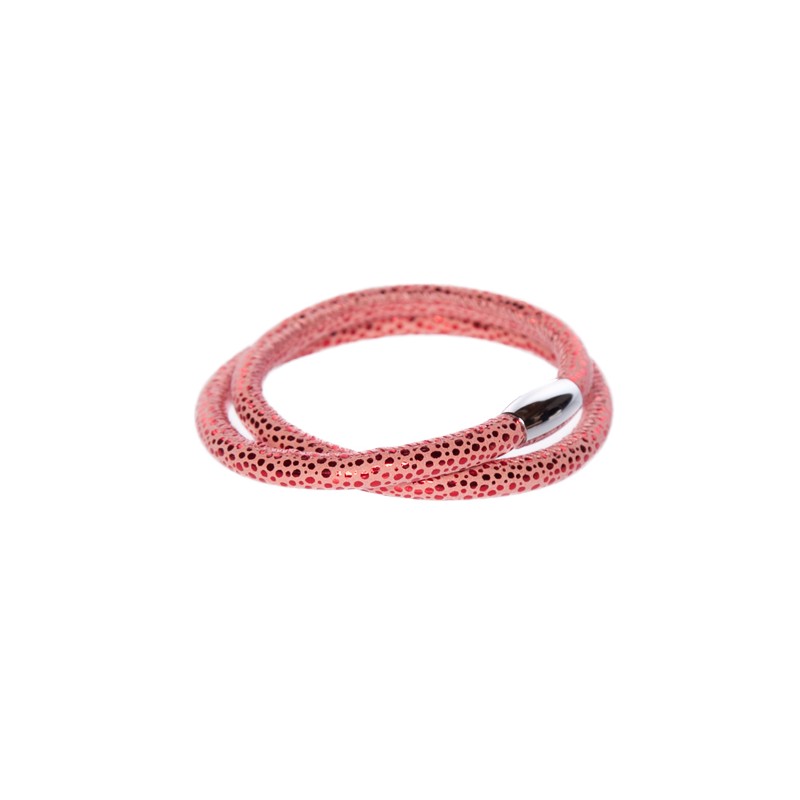 Prikket Orange Læderarmbånd - Armbånd