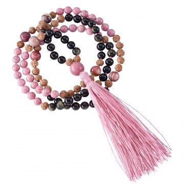 Mala Kæde Med Mookaite Obsidian Rhodonit Healing Halskæder Godkarmashop - Halskæder