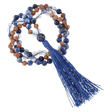 Mala Kæde Med Sodalite Bjergkrystal Rudraksha Halskæder Godkarmashop - Halskæder