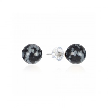 Snefnug Obsidian ørering 8mm Godkarmashop - Øreringe
