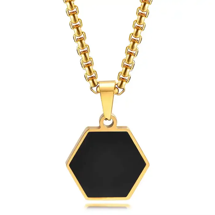 Sort Hexa Gold Black Herrehalskæde Rustfrit Stål - Halskæder