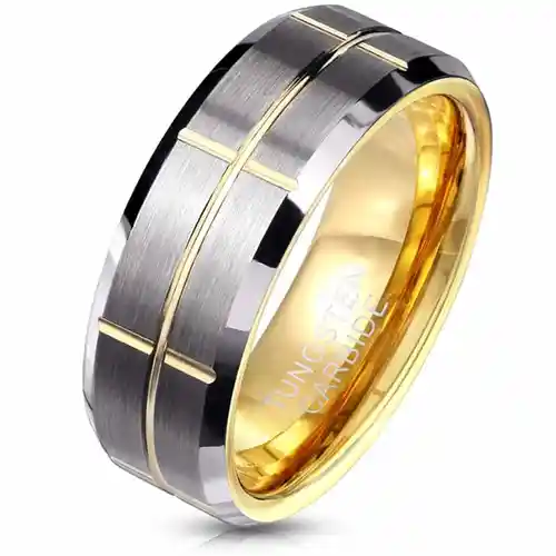 Groove Tungsten Carbide Ring Forgyldt Pvd - Fingerringe