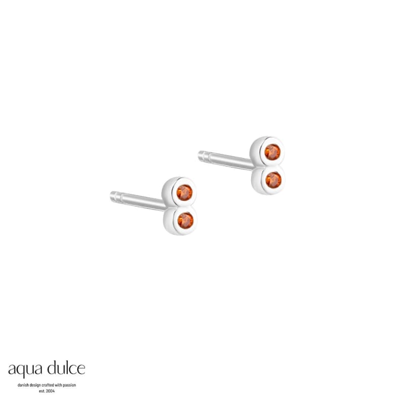 Tiny Orange Ørestikker Sterling Sølv Med Små Orange Zirkonia - Aqua Dulce Ørestikkere  - 5740013854416