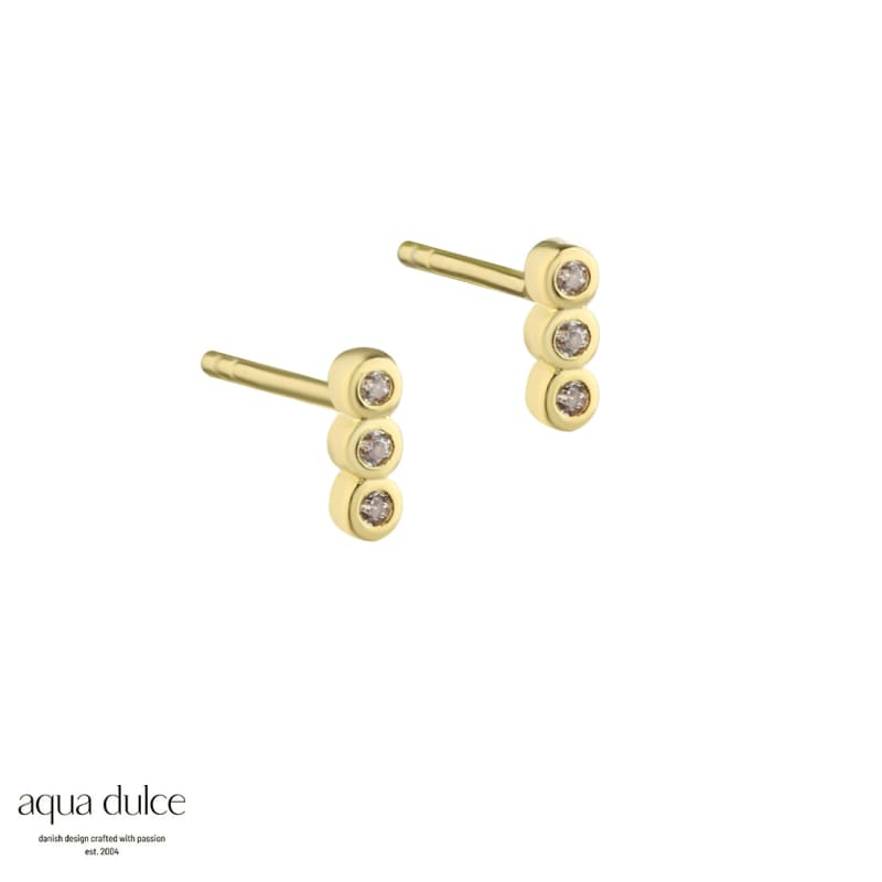 Petite Clear Ørestikker Forgyldt Sterling Sølv Med Små Klare Zirkonia - Aqua Dulce Ørestikkere  - 5740013854287