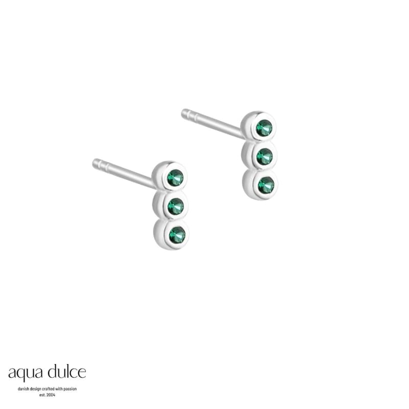 Grøn Petite Green Ørestikker Sterling Sølv Med Små Ne Zirkonia - Aqua Dulce Ørestikkere  - 5740013854294