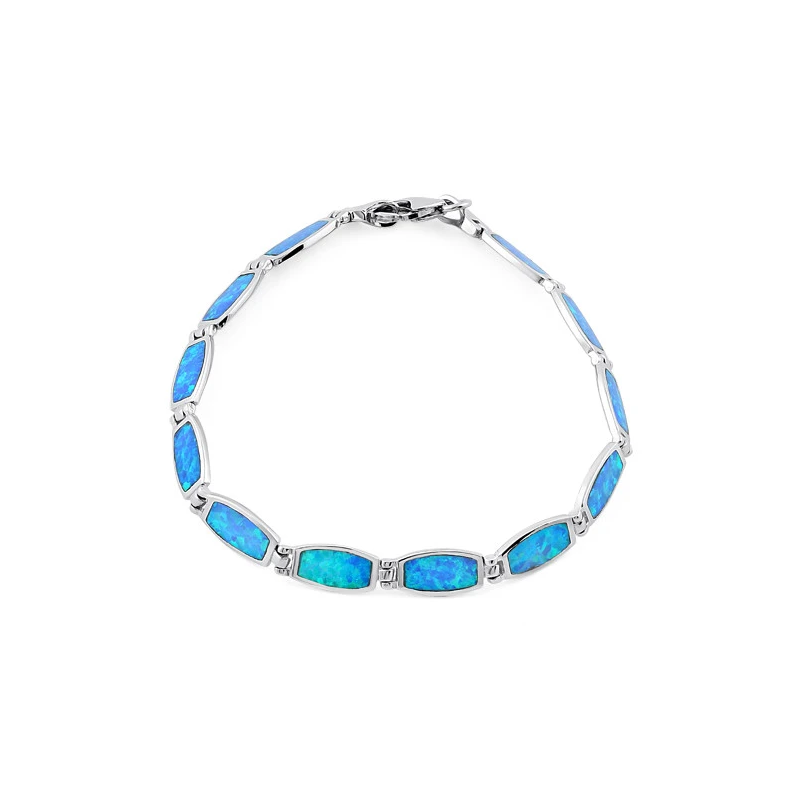 Aphrodite Opal Armbånd Med 925 Sterling Sølv Blå Opal Sten Rhodium Belægning - Opalsmykker.dk Armbånd