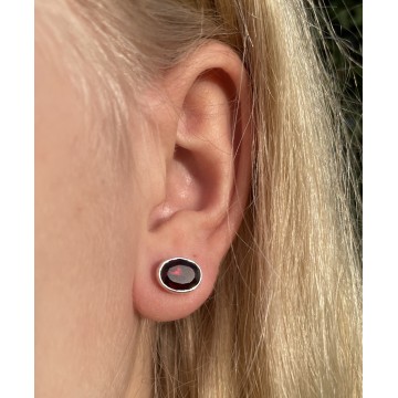 Oval Facet Granat øreringe Godkarmashop - Christian Emig Øreringe