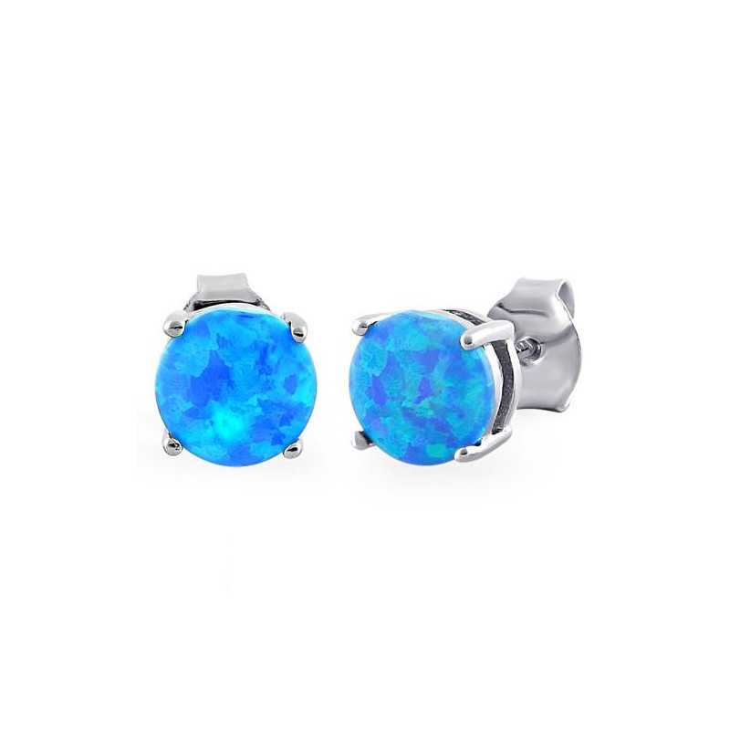 Paros Blå Opal øreringe ørestikker Med 925 Sterling Sølv & Rhodium Belægning - Opalsmykker.dk Øreringe