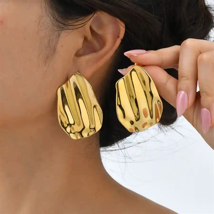 Sculpted Shine Ørering Forgyldt Look - Øreringe