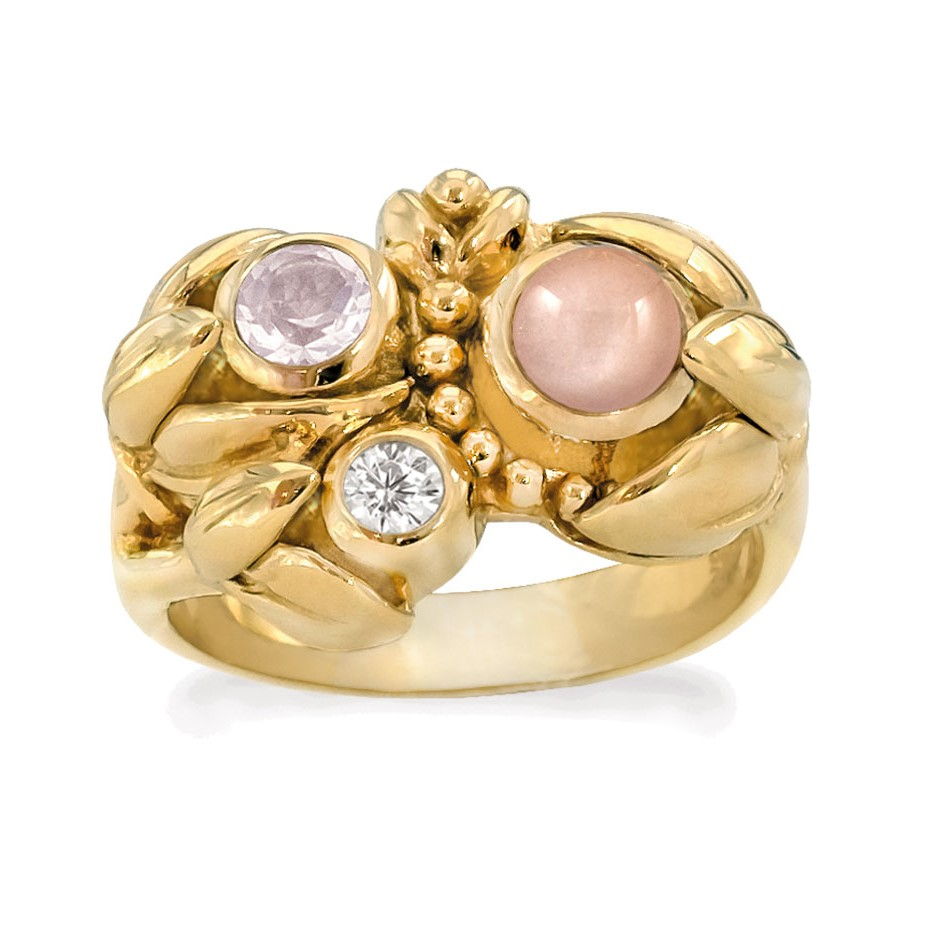 Rabinovich Ring Forgyldt Med Peach Månesten Water Lily Størrelse - Rabinovich Fingerringe