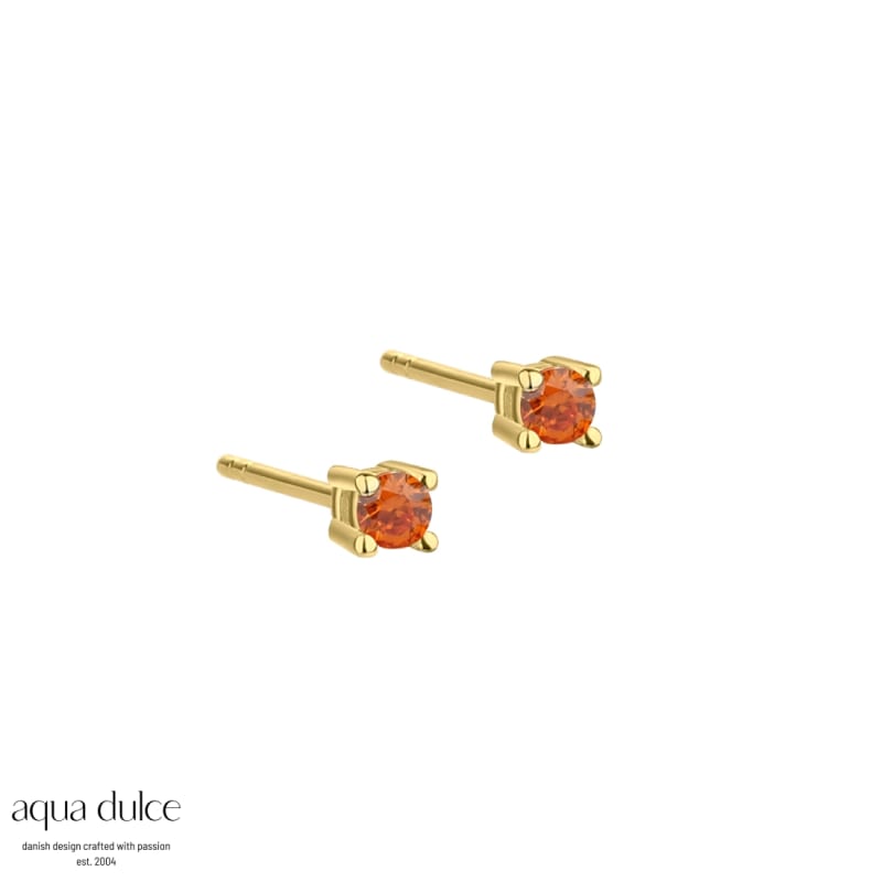 Mini Kaya Orange Earstud Golden - Aqua Dulce Ørestikkere  - 5740013853983