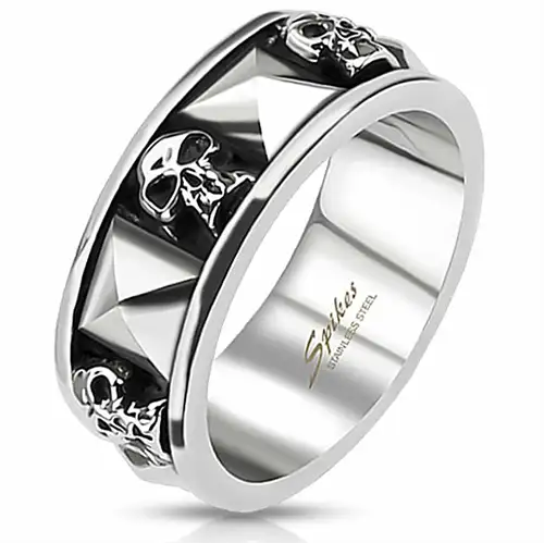 Old Skull Ring 8mm Spikes - Fingerringe