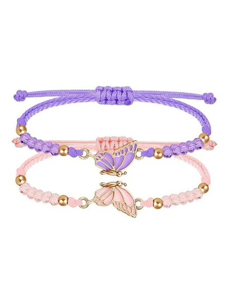 Sort Søde Venskabsarmbånd Til Med Hjerter Pink - Armbånd