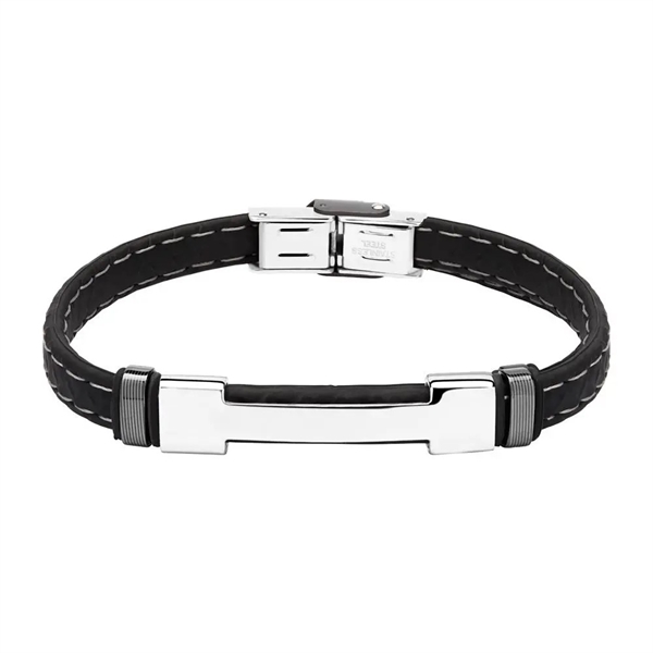 Sort Moderne Armbånd Gummi Med Detaljer Rustfri Stål - Armbånd