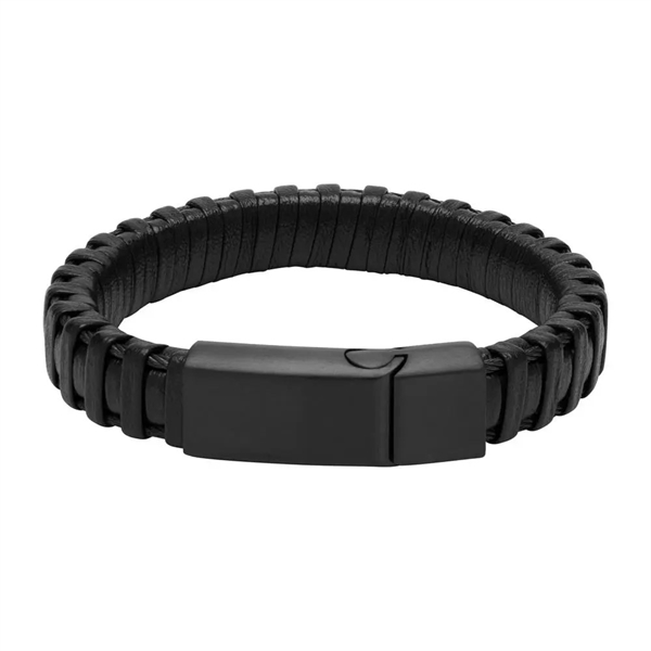 Sort Læderarmbånd Med Magnetlås - Armbånd