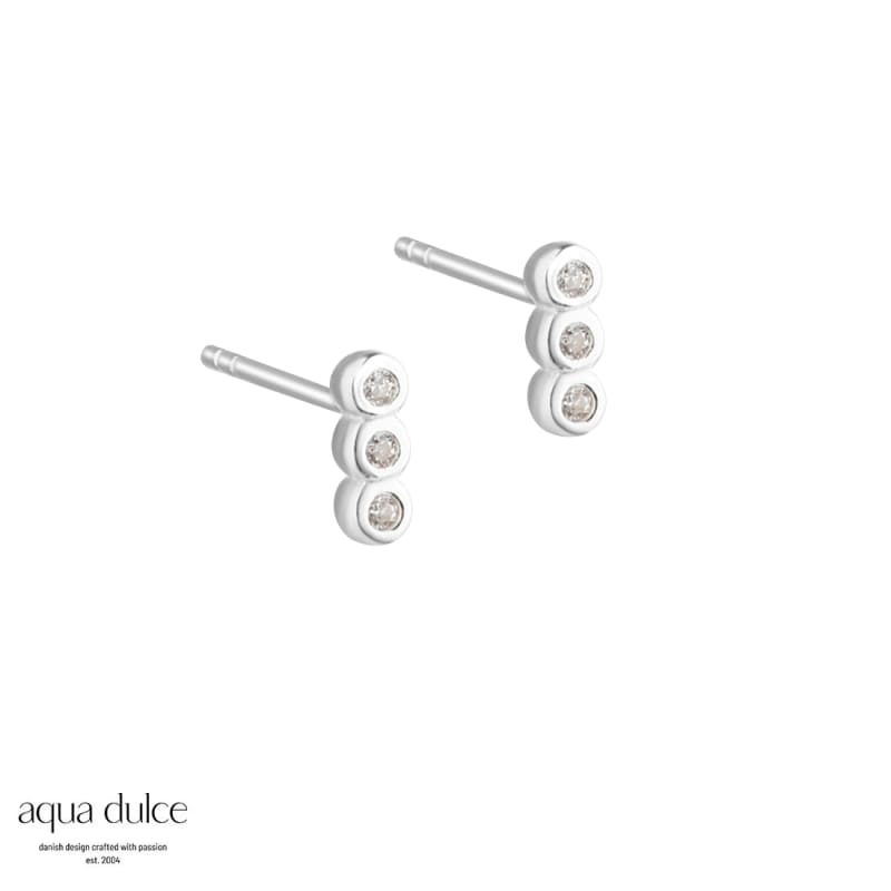 Petite Clear Ørestikker Sterling Sølv Med Små Klare Zirkonia - Aqua Dulce Ørestikkere  - 5740013854270
