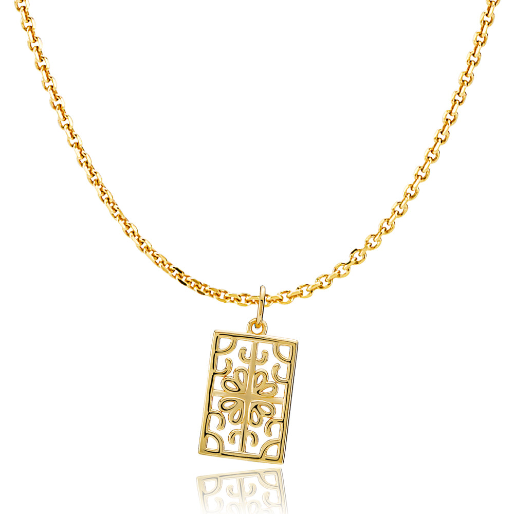 Balance Chain With Pendant Shiny Gold Recycled Silver - Sistie Halskæder