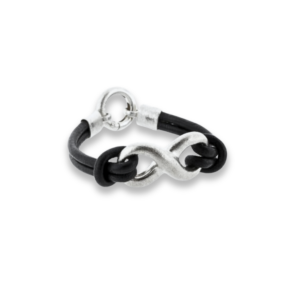 Lind Design Uendeligheds Læder Armbånd Sølv Stor 1122 - Lind Armbånd  - 1233690010366