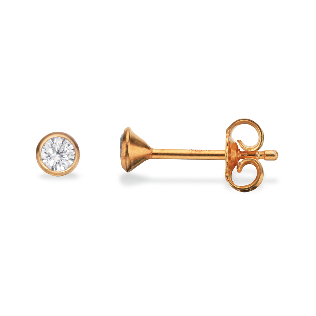 Scrouples Sølv Forgyldte øreringe Med Zirkonia 3mm 112032fg - Scrouples Ørestikkere  - 1233690069890