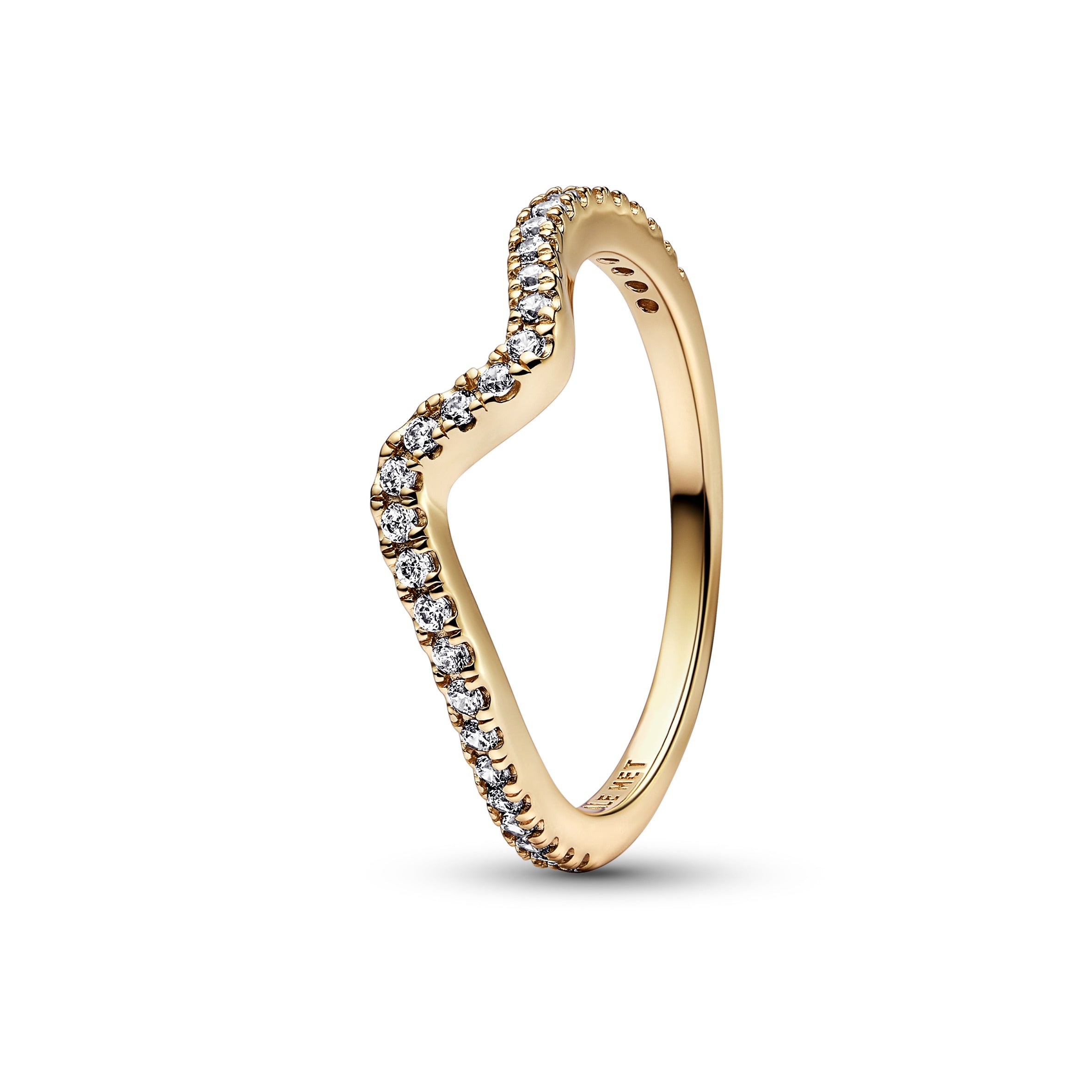 Pandora Forgyldt Wave Ring Med Funklende Sten 162539 - Pandora Fingerringe  - 1233690192611