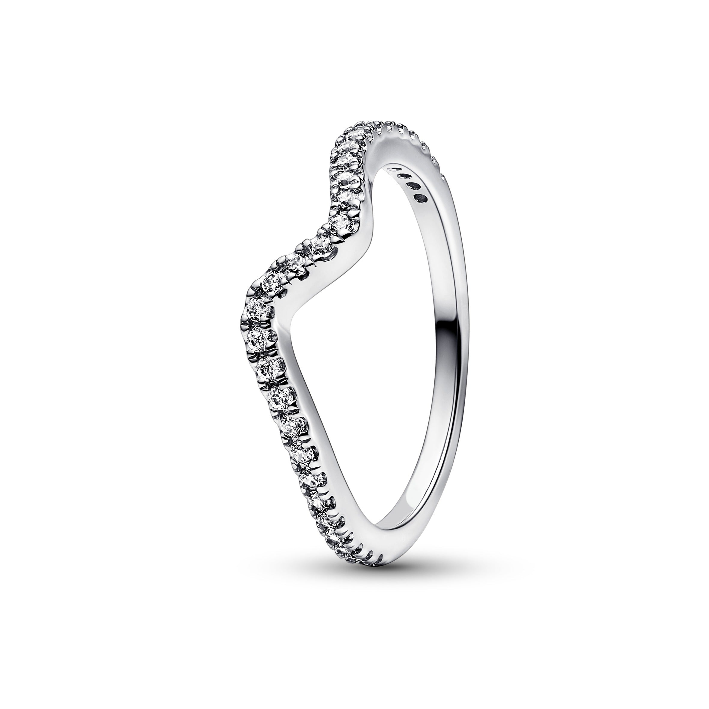 Pandora Sølv Wave Ring Med Funklende Zirkoia Sten 192539c01 - Pandora Fingerringe  - 1233690192642
