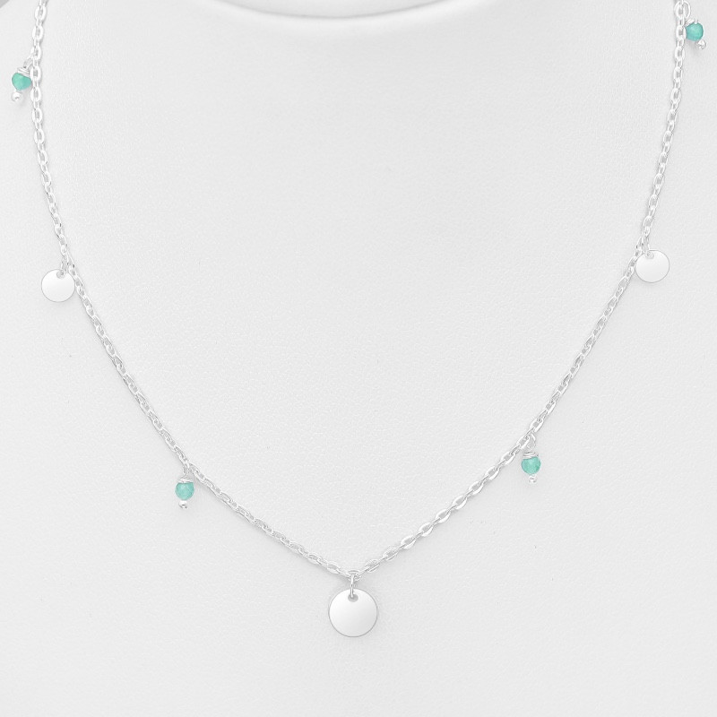 925 Sterling Sølv Halskæde Med Med Amazonit - Halskæder