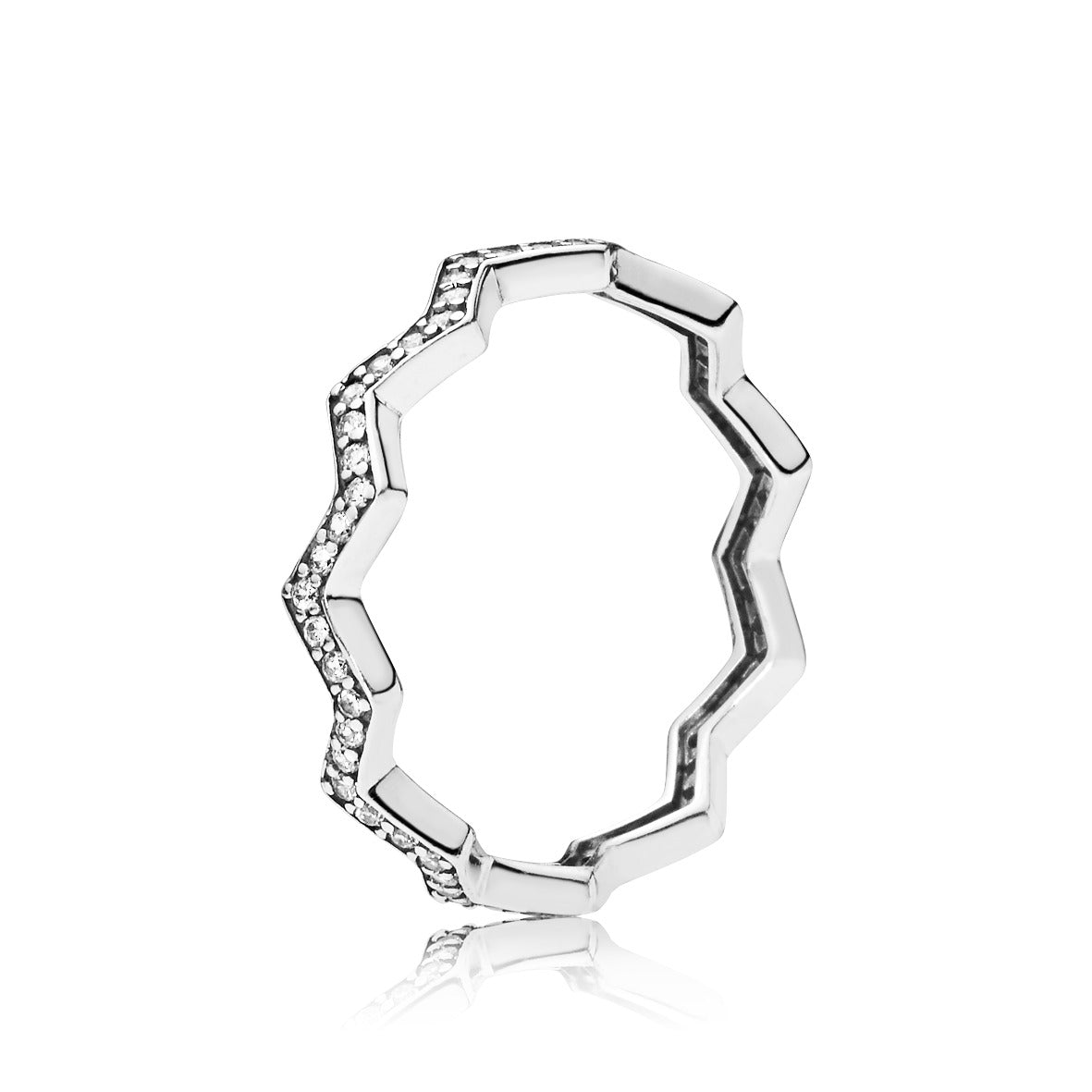 Pandora Takket Sølv Ring Med Sten 197751cz - Pandora Fingerringe  - 1233690120737