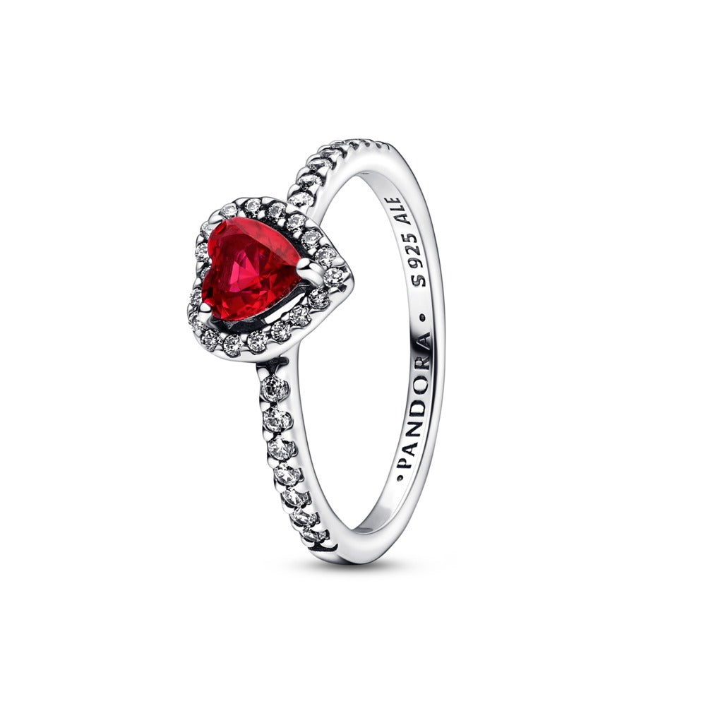 Pandora Sølv Ring Med Rødt Hjerte Sten 198421c02 - Pandora Fingerringe