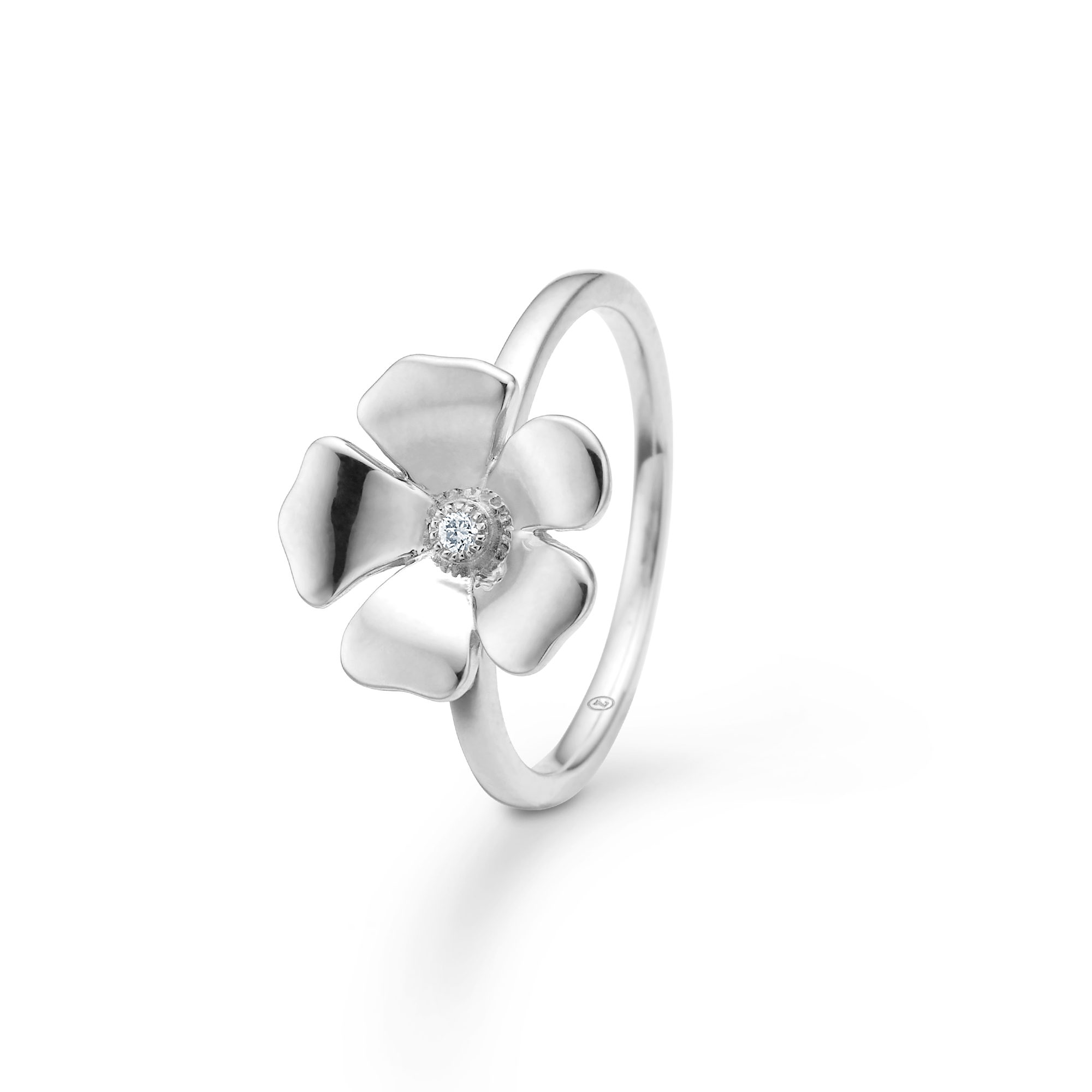 Hvid Mads Fleur Sølv Ring Med Funklende Topas 2146106 - Mads Z Fingerringe