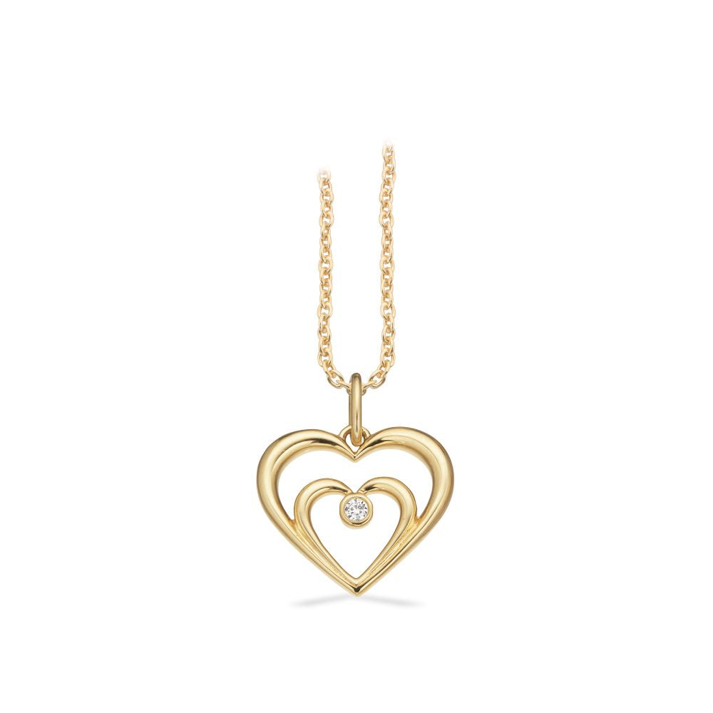Scrouples Guld Hjerte 8kt Med Diamant 02ct Forgyldt Kæde 215853 - Scrouples Halskæder