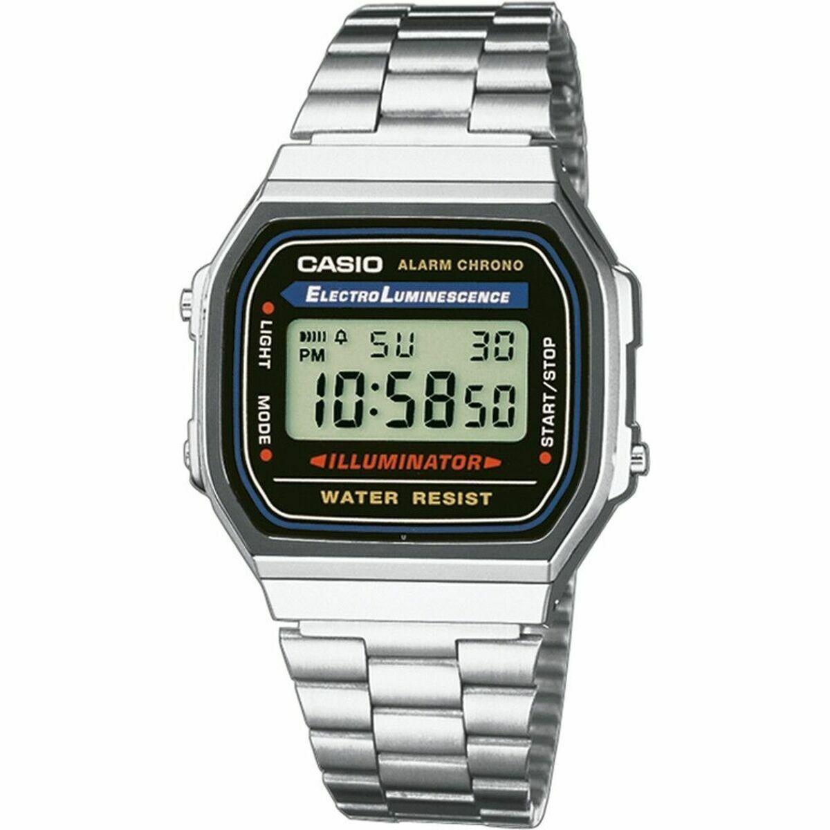 Sort Herreur Casio A168wa 1yes Digitalt Armbåndsur Sølv - Casio Armbånd  - 4971850436713