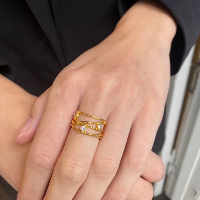 Donnatella Midnight Sparkle Justerbar Ring Forgyldt - Donnatella Fingerringe