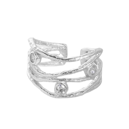 Donnatella Midnight Sparkle Justerbar Ring Sølv - Donnatella Fingerringe