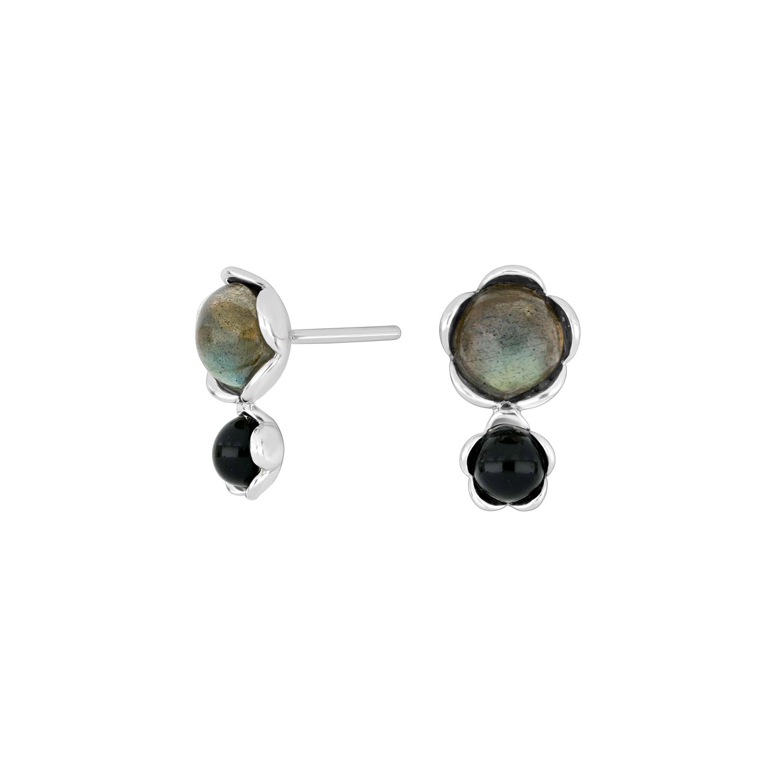 Sølv Rhod ørestik Labradorit Onyx - Siersbøl Ørestikkere