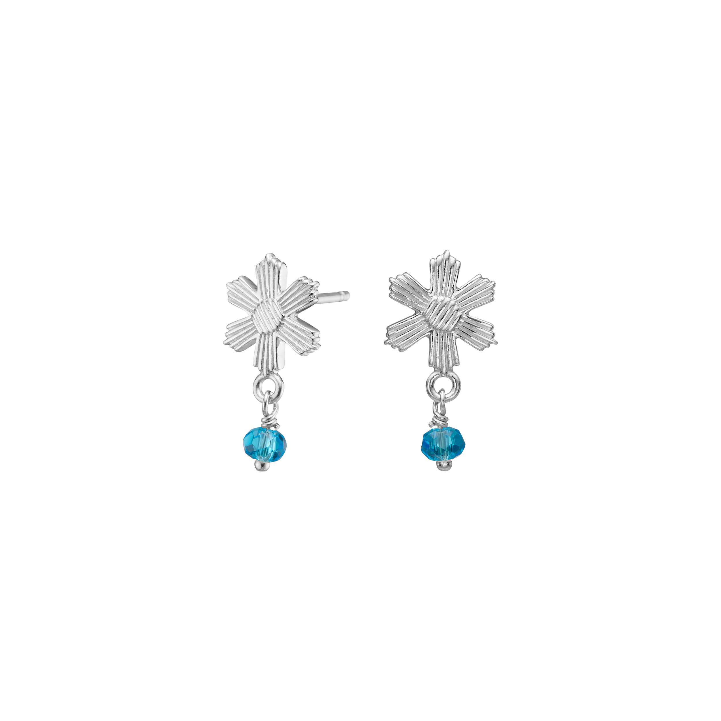 Rhd Sølv ørestikker Aqua Blomst Broderie52 - Ørestikkere