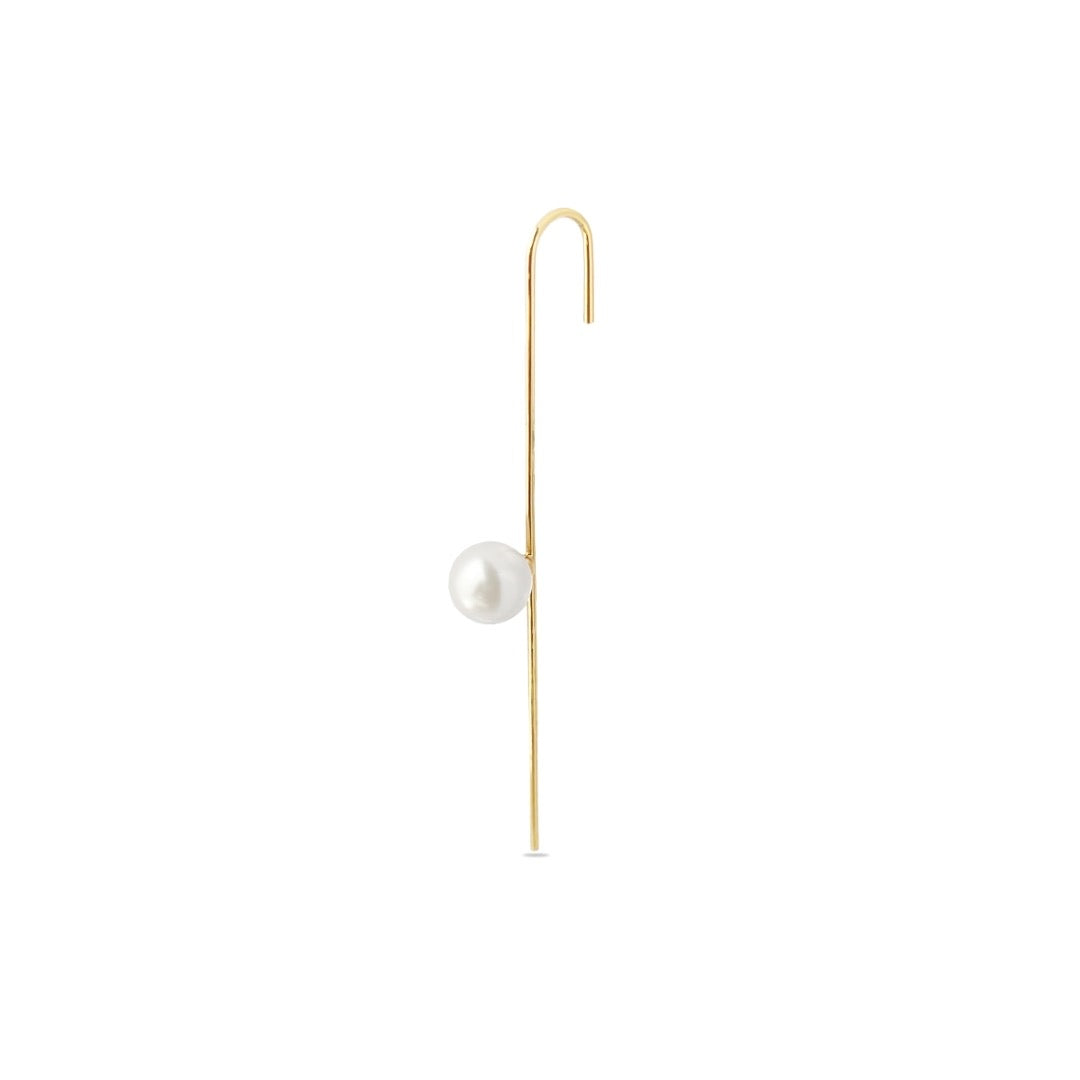Hvid Ørering Earspear Pearl Karat Forgyldt Sterling Sølv Perle - Szhirley Øreringe