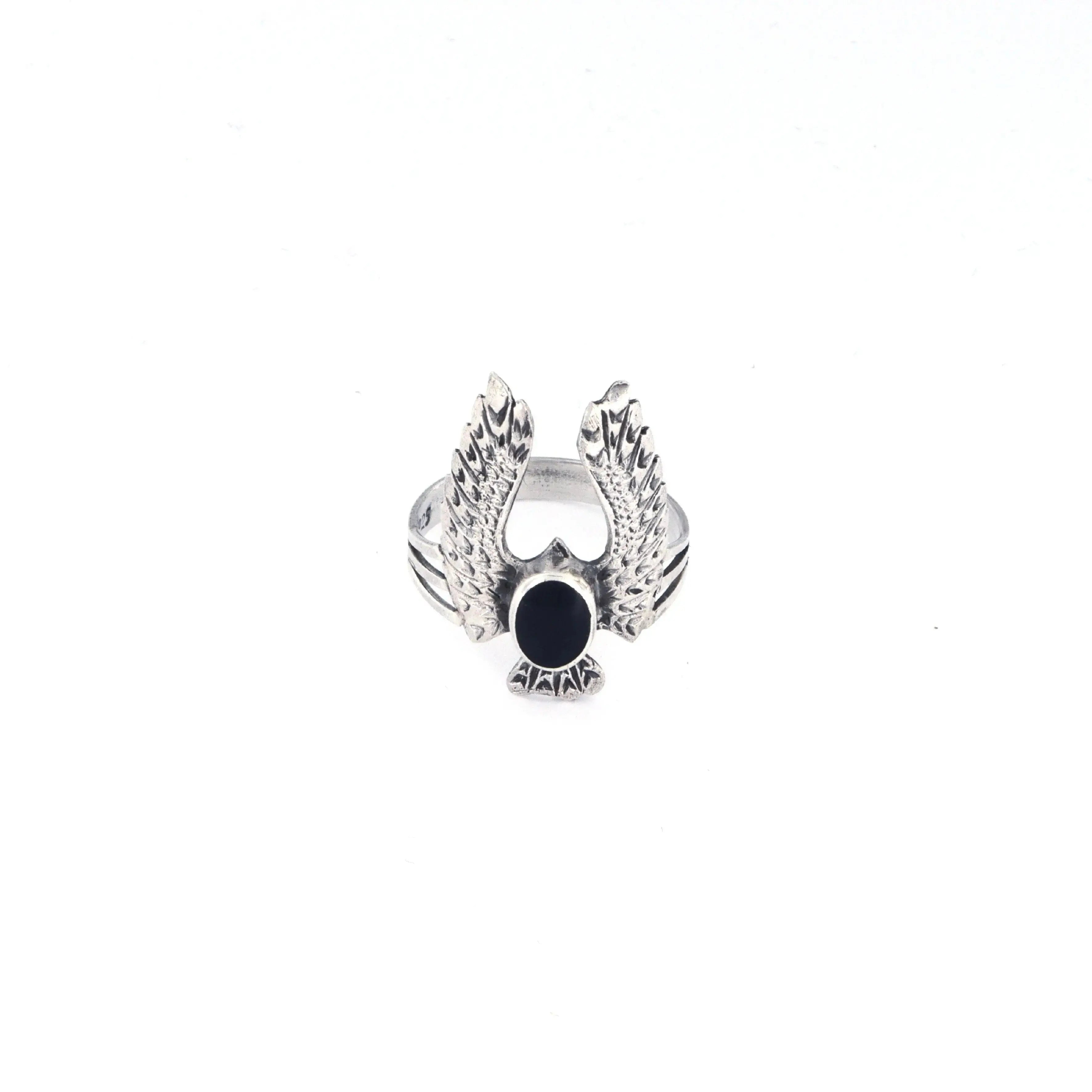 Sølv Fingerring ørn Med Onyx Turkis Sterling Str - Fingerringe  - 05740034066935