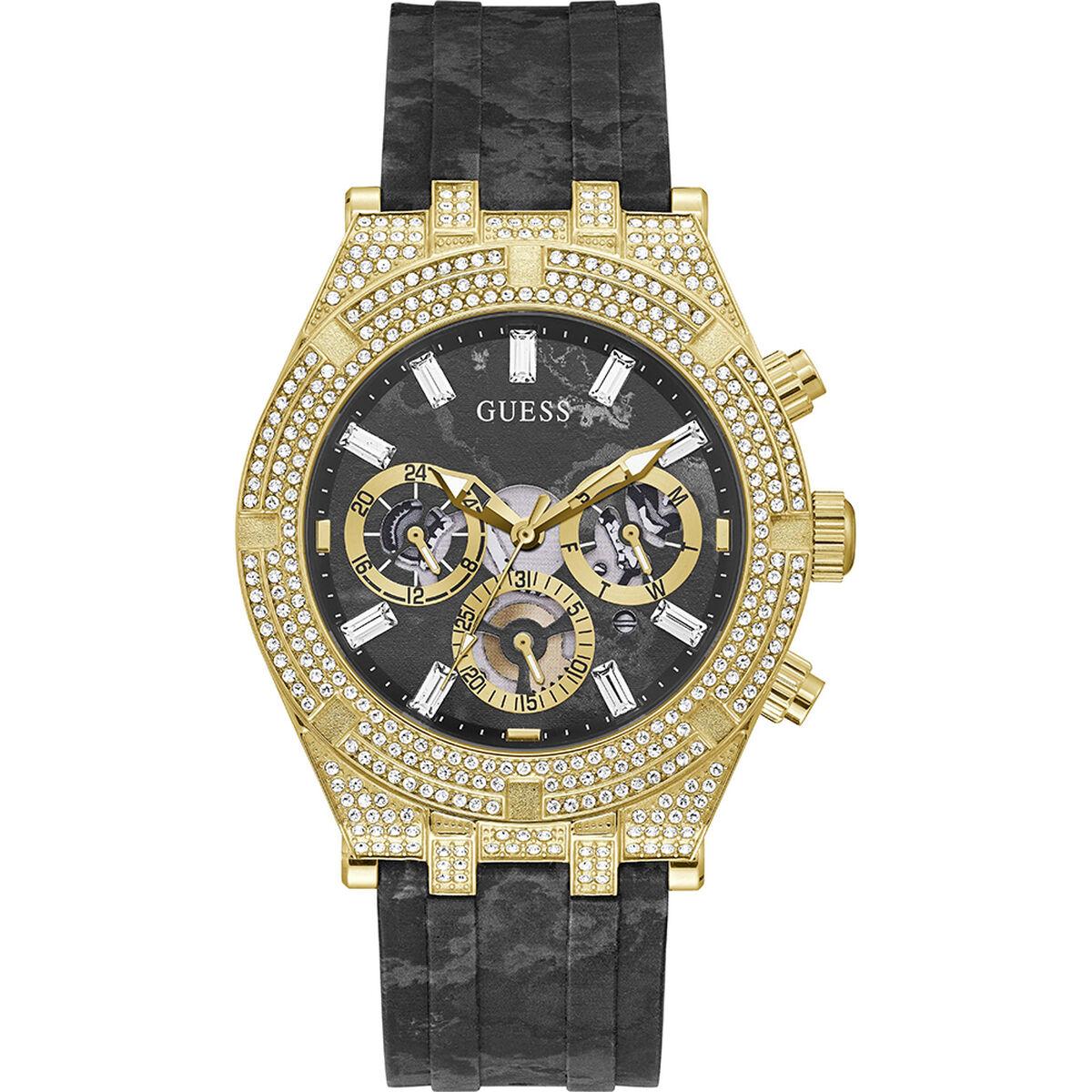 Guess Herreur Sort Guld Silikonerem - Guess Armbånd  - 0091661527036