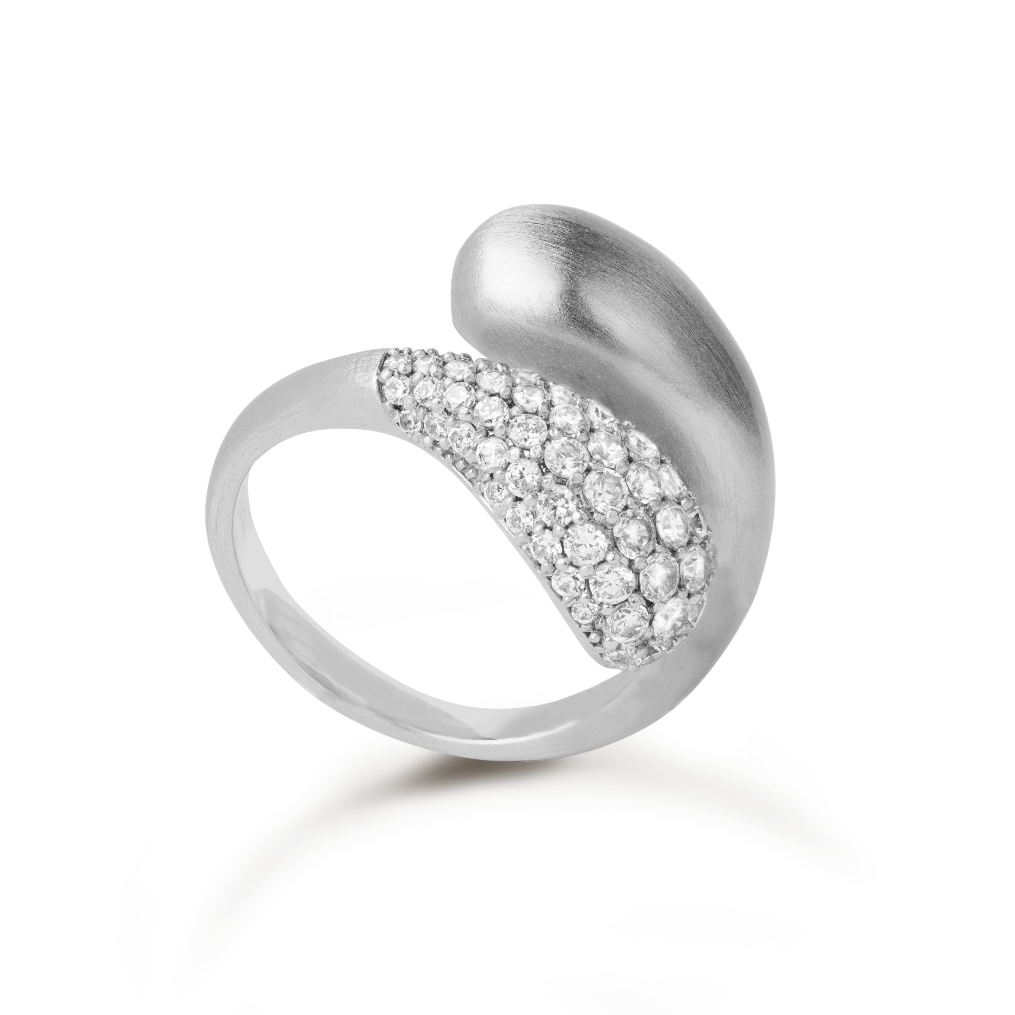 Bybiehl Sølv Ocean Flow Duo Ring Med Zirkonia Sten 4207a - Bybiehl Fingerringe  - 1233690184432