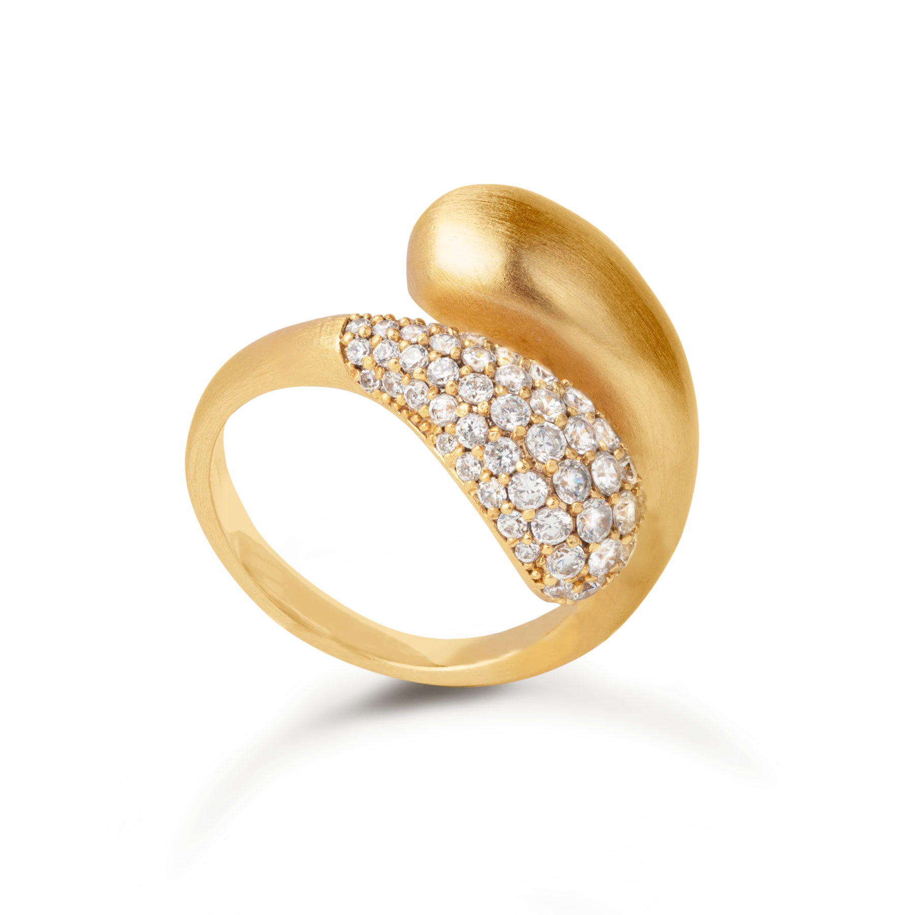 Bybiehl Forgyldt Ocean Flow Duo Ring Med Zirkonia Sten 4207a - Bybiehl Fingerringe  - 1233690184395