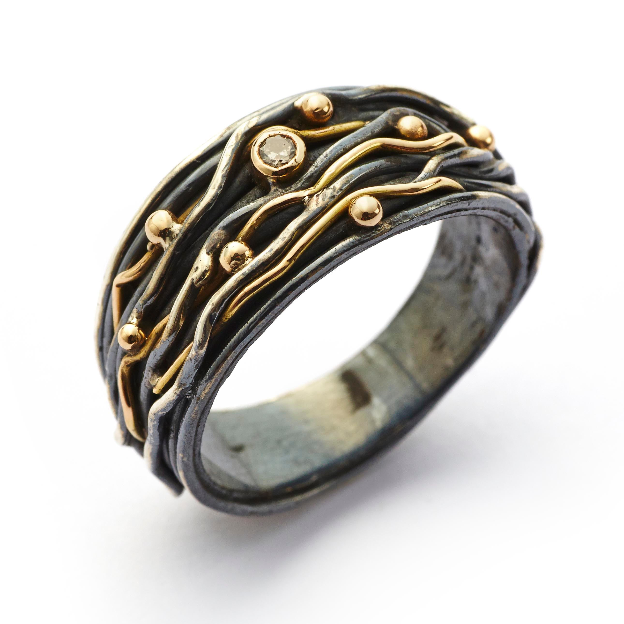 Bybirdie Ceres Wire Ring Sølv Guld Med Diamant 50110051 - Bybirdie Fingerringe  - 1233690233680