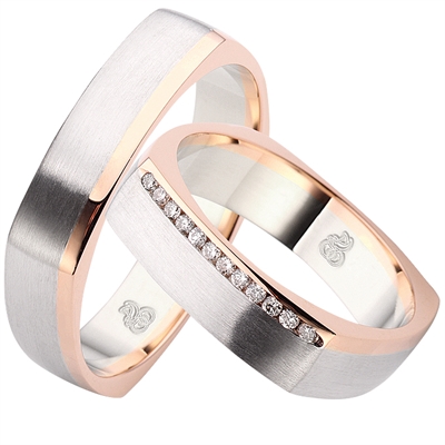 Rosa Vielsesringe Hvidguld & Guld - Vielsesringe