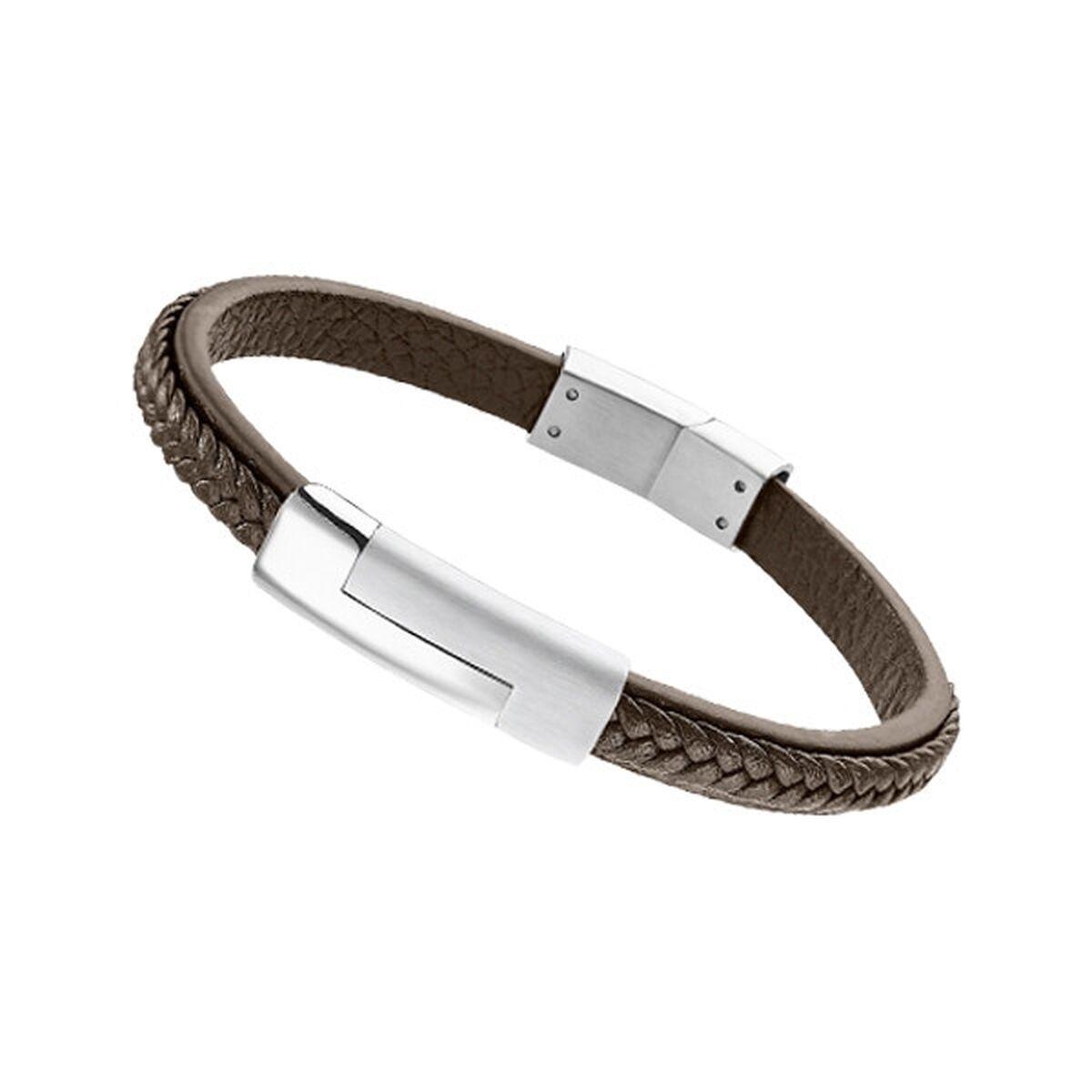 Lotus Ls1965 Armbånd Til Mænd Brun Læderlook Med Stål Detaljer - Lotus Armbånd  - 8430622722615
