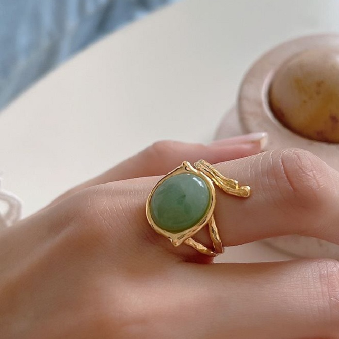 Grøn Donnatella Green Love Ring Forgyldt Med Labcreated Agat - Donnatella Fingerringe
