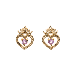 Disney Hjerte ørestikker Med Krone Guld - Disney Øreringe