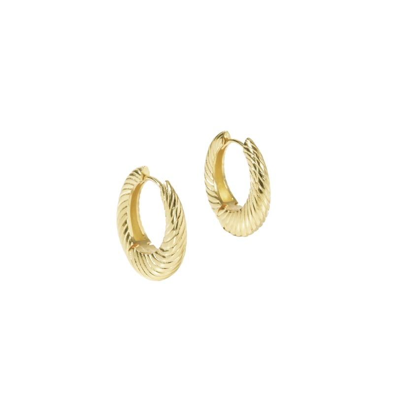 Chunky Line Hoop Golden - Aqua Dulce Øreringe  - 5740013860349