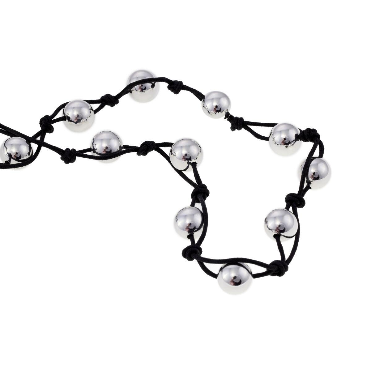 Sort Cristian Lay Halskæde Til Kvinder Snor Med Sølvlignende Perler 42894850 - Cristian Lay Halskæder  - 5416418016192