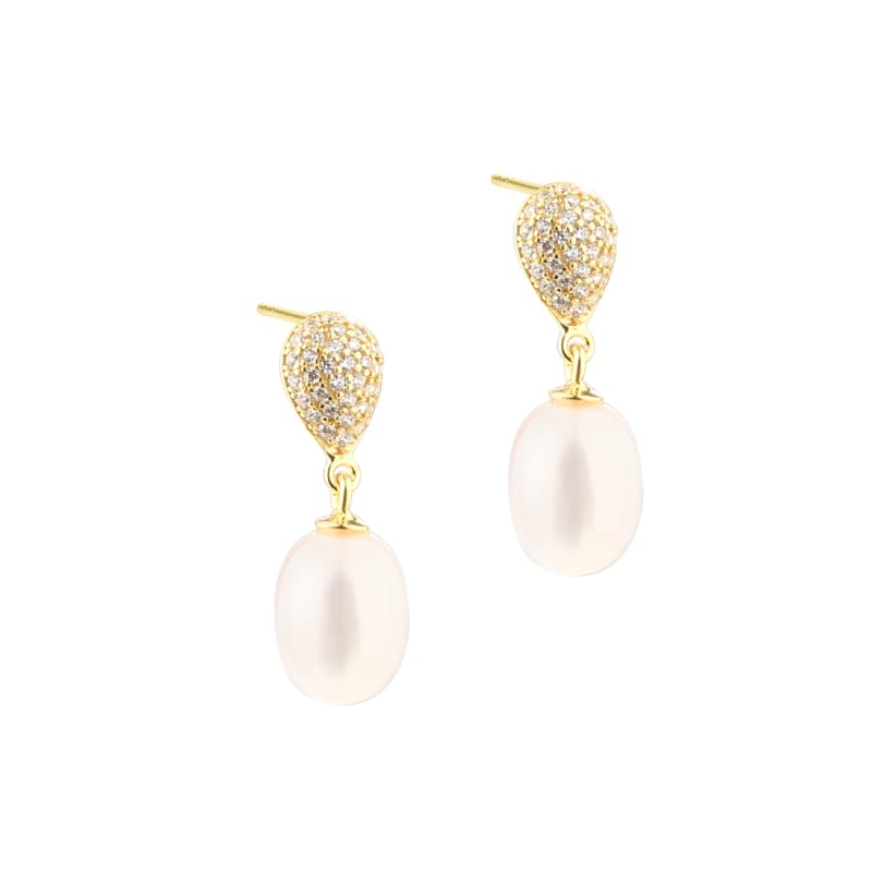Pav Pearl Earstud Golden - Aqua Dulce Ørestikkere  - 5740013860981