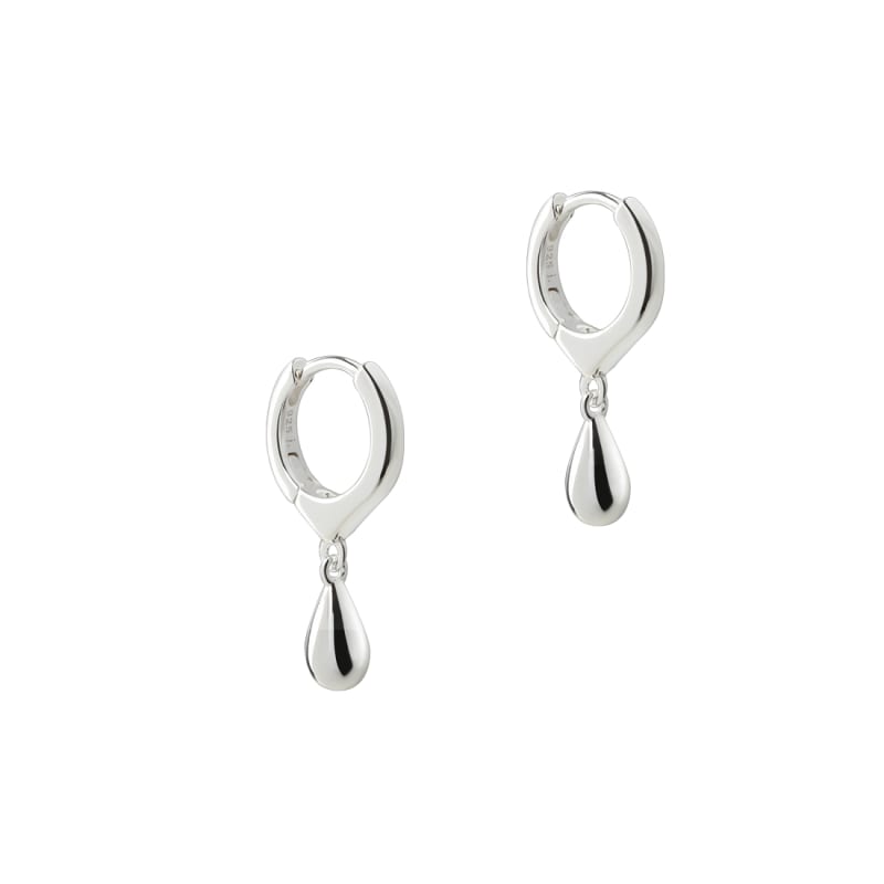 Shiny Drop Hoop Silver - Aqua Dulce Øreringe  - 5740013861773