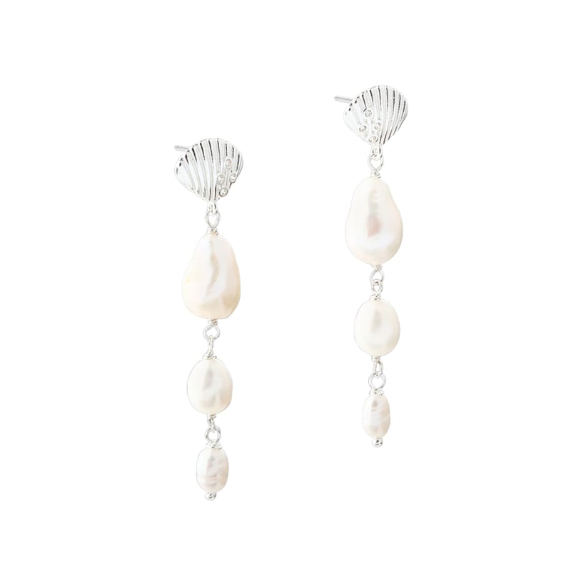 Shelly Pearl Long Silver - Aqua Dulce Øreringe  - 5740013863142